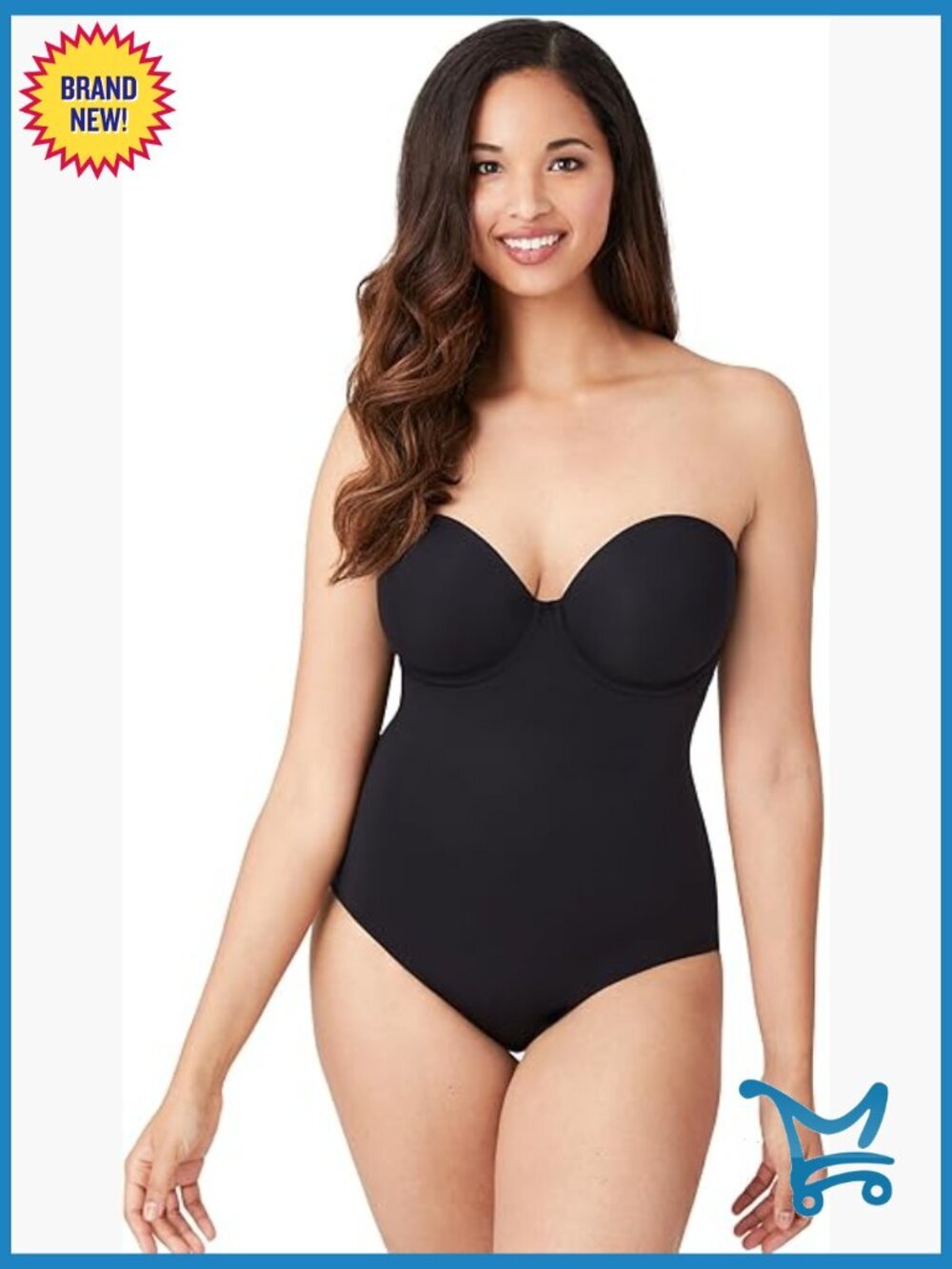 Shaping Body Briefer Strapless Full Figure Sweetheart Neck Hook and Eye Closure